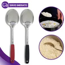 Colher de Arroz Inox Cabo Longo 31,5cm Para Servir Ideal Para Cozinha
