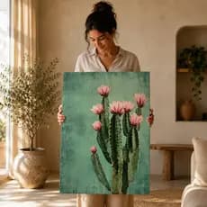 Quadro Decorativo Flores Rosa Arte Botânica Moderna Sala Quarto MDF Sem Moldura