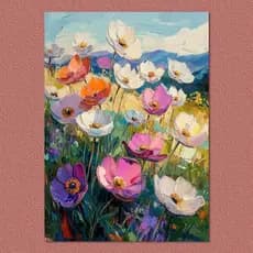 Quadro Decorativo Peônias Silvestres 3D Vibrantes Arte Floral Moderna Parede Sala