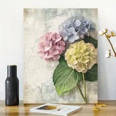 Quadro Decorativo Hortênsia Pastel Vintage Arte Floral Parede Sala Quarto Cozinha Escritório