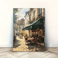 Quadro Decorativo Vintage Café Francês Cena Paris Arte Parede Sala Quarto Escritório Casa