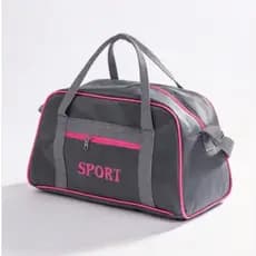 Bolsa Sport M Cinza com Rosa Multifuncional Leve, Espaçosa e Resistente para Academia/Viagens/Passeios