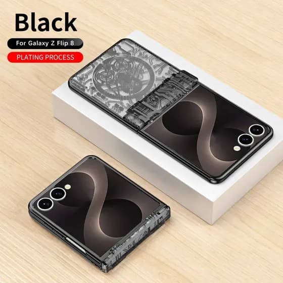 Para Samsung Z Flip 8 Caso Textura De Luxo Design Moderno Galvanizado Artesanato Dobradiça Proteção Capa À Prova De Choq