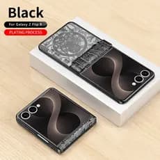 Para Samsung Z Flip 8 Caso Textura De Luxo Design Moderno Galvanizado Artesanato Dobradiça Proteção Capa À Prova De Choq