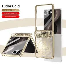 Para Samsung Z Flip 8 Caso De Vidro Temperado Textura Luxo Design Moderno Galvanizado Artesanato Dobradiça Proteção À Pr