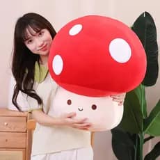 Almofada Cogumelo Fofo Kawaii Pelúcia 23cm - Planta, Brinquedo Lindo, Casa, Travesseiro Macio