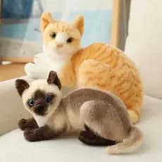 Almofada Gato Siames Fofo Brinquedo Pelúcia 20/25cm Realista Pelos Algodão Gatinho Macio