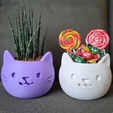 Kit Vaso Gato Fofo Cachepot Sala Docinhos Suculentos e Plantas | Decoração Casa Porta Treco Kawaii