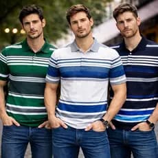 Kit com 2 Camisa Gola Polo Masculina Listrada Sem Bolso