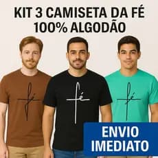 kit 3 Camiseta Masculina Camisa Blusa Fé Gratidão Envagélica Gospel Religiosa 100%Algodão