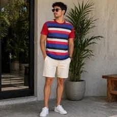 Escolha a Cor: Camiseta Listrada 100% Algodão Macia