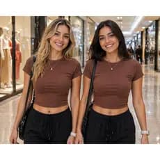 Kit 2 Cropped Feminino Algodão Premium Levemente Soltinho Confortável