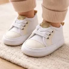 Tênis de bebê menina Sapatinho de bebe  menina com Detalhe Gliter  Sapatinho de Bebe Batizado