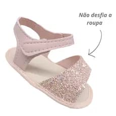 Sandália Bebê Menina Sapatinho de Bebê Menina  Com Gliter