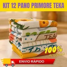 Kit 12 Panos de Copa Prato Atoalhado Teka Primore 220GSM e Fiori 300GSM Guardanapo Sortido