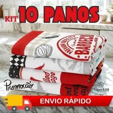 Kit 10 Panos de Prato Copa Dohler Prata 45X65cm Felpudo Atoalhado Guardanapo Pia Sortido
