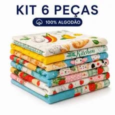 6 Panos de Prato Teka Primore 40X65CM Pano Louça Pia Cozinha 100% Algodão Alta Absorção Guardanapos