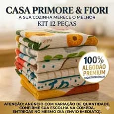 Kit 6 Panos de Prato Teka Primore 40X65CM Pano de Louça Pia Cozinha Algodão Alta Absorção Toalha de Cozinha Guardanapo