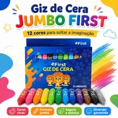 GIZ DE CERA 12 CORES GROSSO INFANTIL USO ESCOLAR LEMBRANCINHA ARTESANATO  PRÉ ESCOLA VOLTA AS