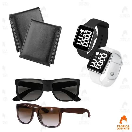 2 Relógio Digital Feminino e Masculino + 2 óculos + Carteira .2023 Só Hoje
