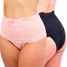 Kit com 2 Calcinhas Cinta Renda Modeladora Cós Alto Calcinha para Pós Parto Calcinha Cintura Alta