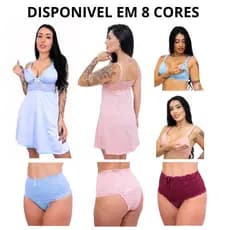 Kit Amamentação 2 Camisola + 2 Sutiã + 3 Calcinha Pós Parto Maternidade Camisola saída  maternidade