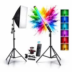 Kit Softbox + Bastão De Led Rgb Estúdio Luz Continua Tripe