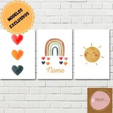 kit 3 quadros decorativos infantil  quarto menina| mdf 3 mm| quadros decorativos menina| quadro decorativo