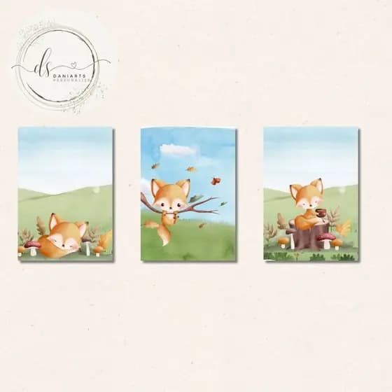 Kit 3 quadros raposinha | 20x28