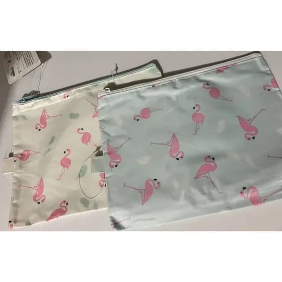 Necessaire Flamingo B6 19 x 15 cm com Zíper e Tela Semi Transparente – Venda Unitária Azul ou Branco