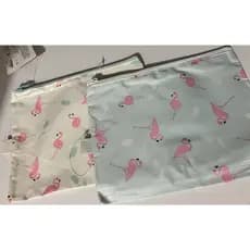 Necessaire Flamingo B6 19 x 15 cm com Zíper e Tela Semi Transparente – Venda Unitária Azul ou Branco