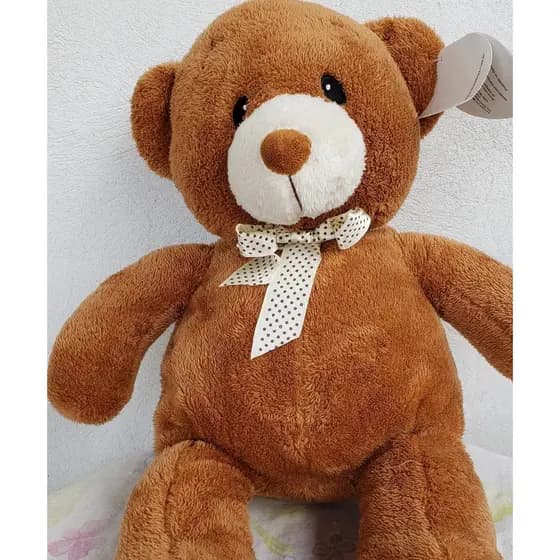 🧸 Urso de Pelúcia Buba Grande 45 cm Marrom com Laço