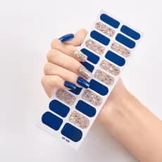 Moda Azul Diamantes Nail Art Adesivos Coleção Manicure DIY Unha Polonês Tiras Wraps