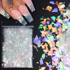 10g Aurora Ab Fragmento Irregular Espelho Glitter Para Unhas Sereia Lantejoulas Acessórios De Decoração De Arte De Unha