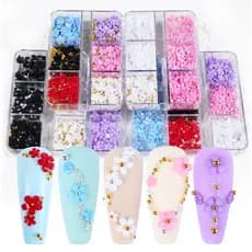 3D Acrílico Flor Nail Art Encantos Strass Peças Misturadas Para Acessórios Profissionais De Decoração De Unhas
