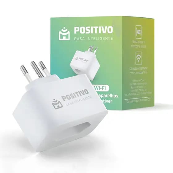Smart Plug CFH Wi-Fi Positivo Casa Inteligente - 10A - 1000W - 100/240V - Wi-Fi - Controle Remoto - Plug Padrão Brasil