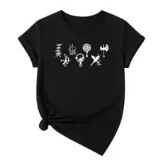 Camiseta T-Shirt Confortavel Linda Camisa Casual Algodão Orixás Simbolos Guias Umbanda Candomblé Ogun Exclusivo