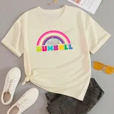 Camiseta Feminina T Shirt Promoção Algodão Confortavel Word Gumball Desenho Fofo Familia Comedia RR