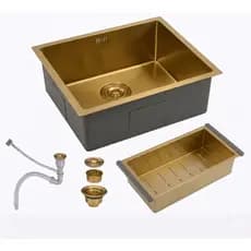 Cuba Gourmet Pia Inox Dourada Nano Quadrada Cozinha 50x45