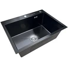 Cuba Pia Inox Preta Quadrada Cozinha Gourmet 60cm com Acessórios