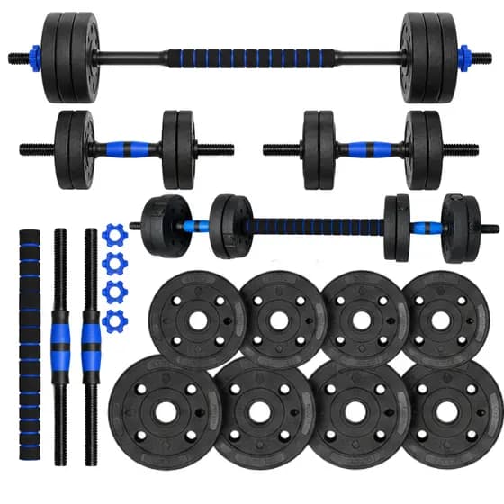 Kit Halteres 10Kg Musculação Treino Ajustável com Anilha e Barra
