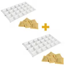 Kit com 2 Formas Para Ravioli e Mini Pastel Faz 24 Recheado