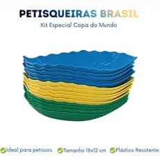 Kit 15 Petisqueiras Cores do Brasil Copa do Mundo Plástico