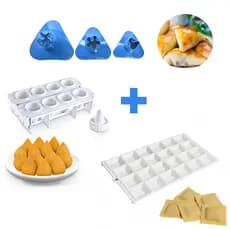 Modelador de Esfiha 3 Tamanhos + Forma de Ravioli com 24+ Fábrica de Coxinha Forma com 8