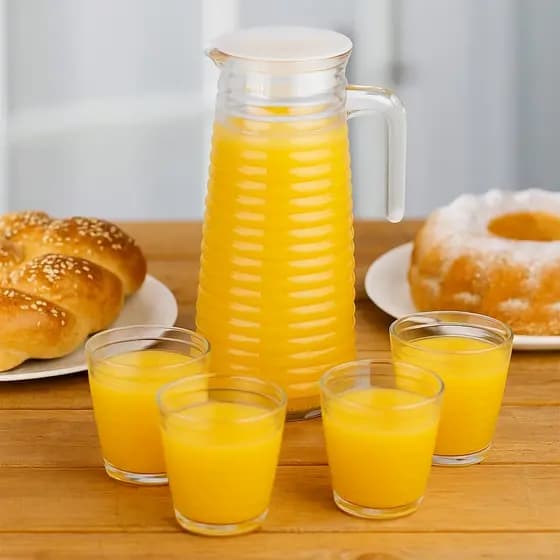 Conjunto Jarra de Vidro com tampa - 800ml com 4 Copos 200ml