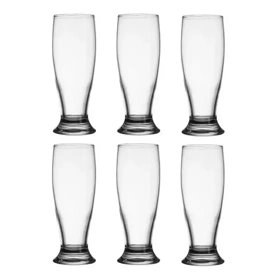 Jogo de com 6 Copos Cerveja Chopp 195ml de Vidro Cristalino