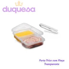 1 Porta Frios Duplo Transparente com Tampa com Pinça Mesa Posta