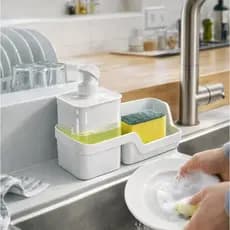 Porta Detergente e Esponja Dispenser Flat 500ml Pia Cozinha Design Compacto