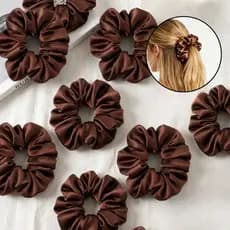 Xuxinha de Cetim Scrunchie Preta Anti Frizz Elástico de Cabelo acessório Feminina Rabicó