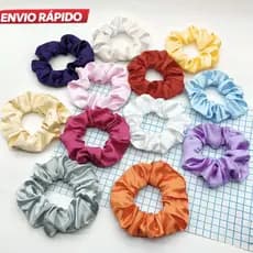 Kit Xuxinha de Cetim Antifrizz Scrunchies de Cabelo Rabicó Luxo Colorida Atacado acessório feminino